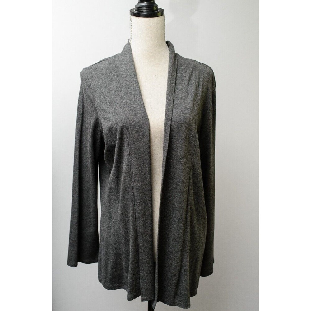 J. Jill Stretch Woman's open cardigan comfy Large Gray Office Casual